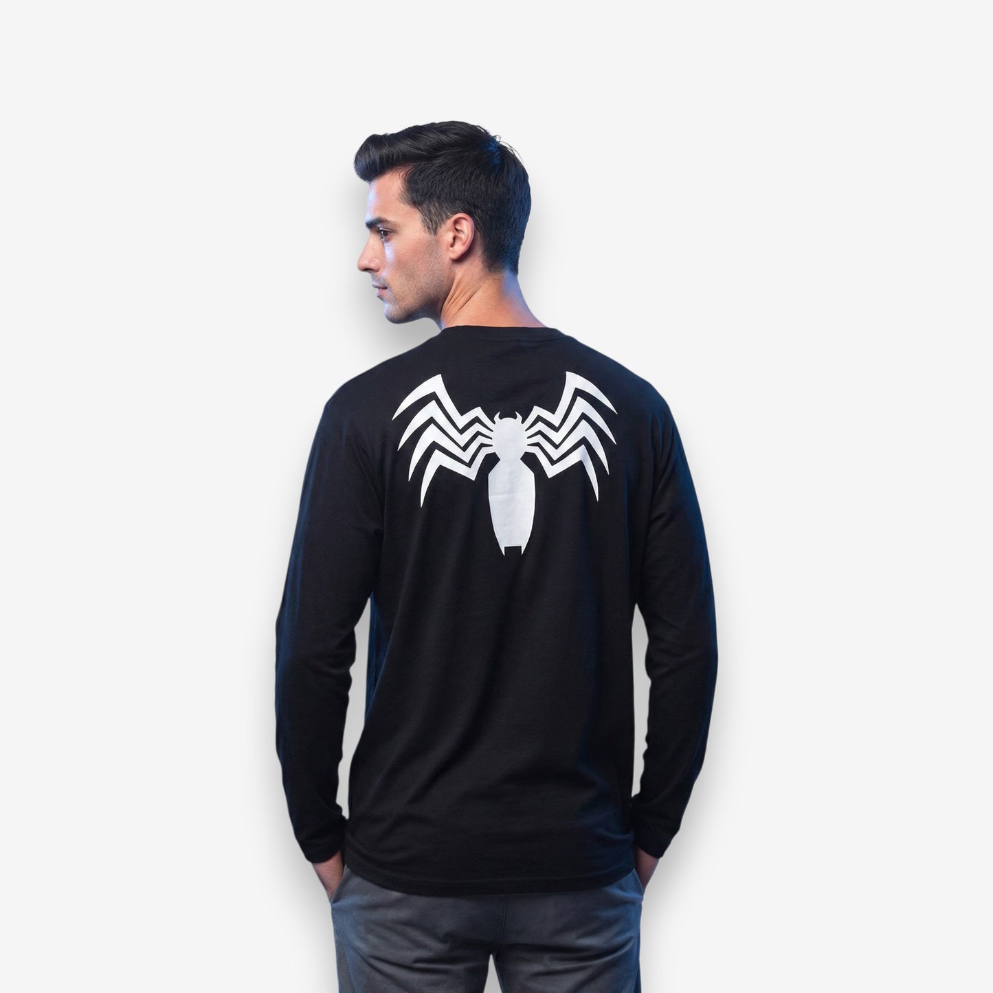 The Symbiote | Men's Black Full Sleeve T-Shirt with White Venom