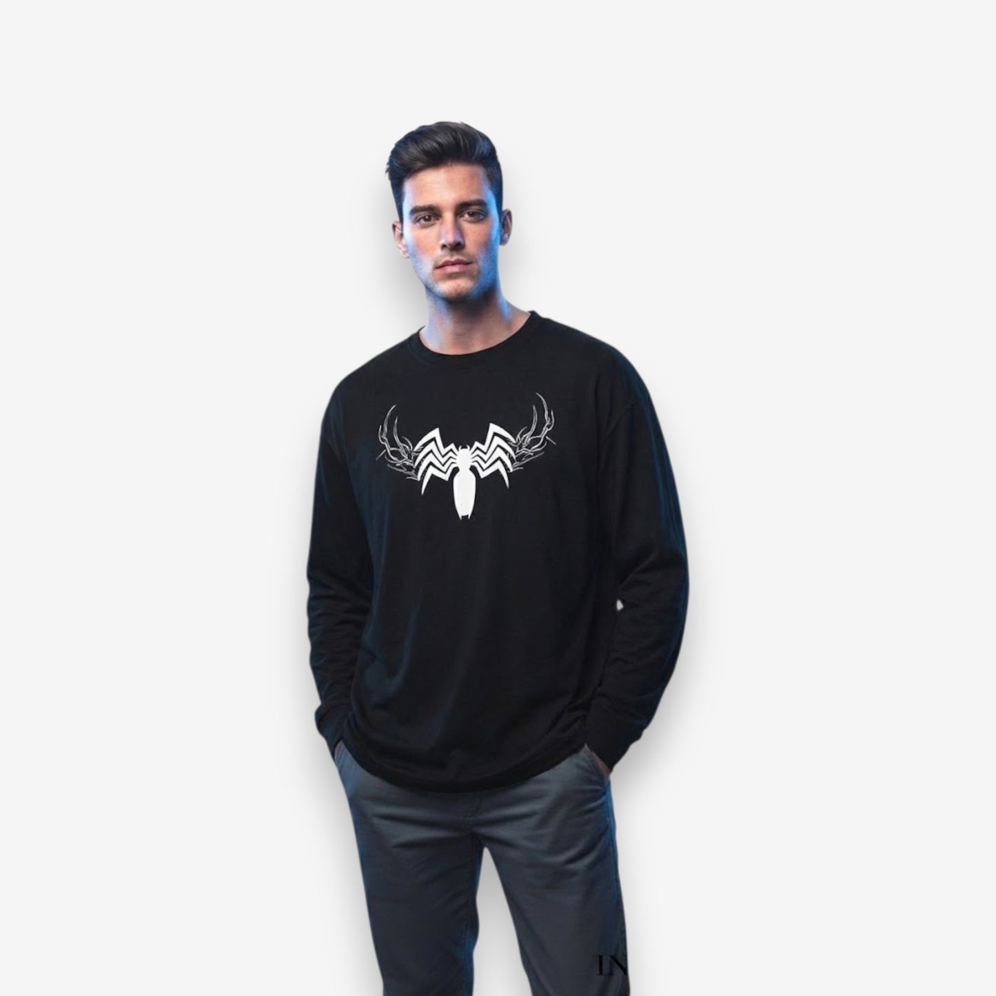 The Symbiote | Men's Black Full Sleeve T-Shirt with White Venom