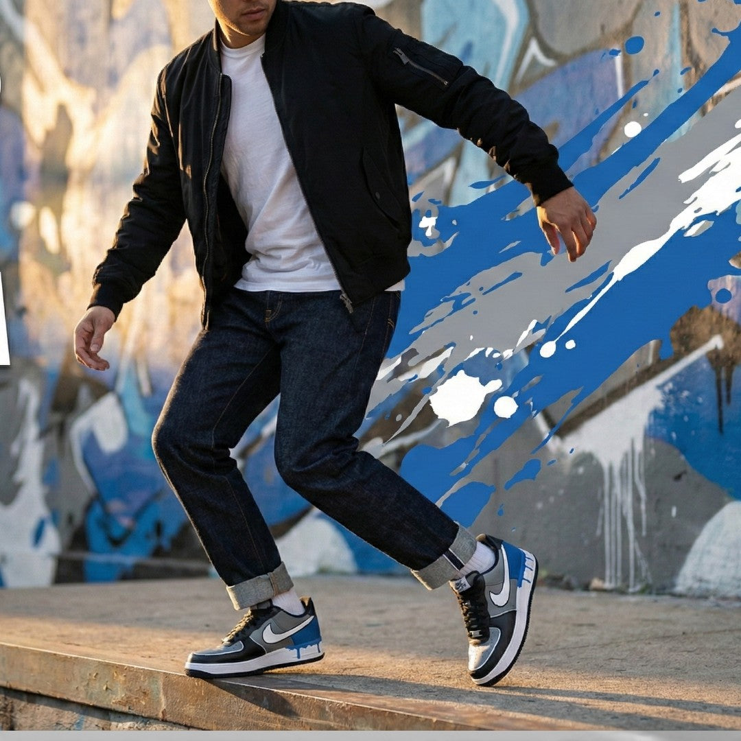 Blue Drip Low – Hand-Painted Custom Sneaker